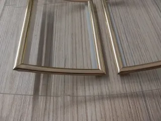 Marco doble fotos cristal dorado