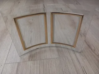 Marco doble fotos cristal dorado