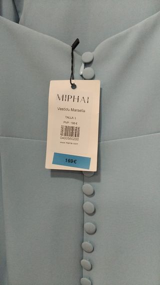 Vestido cóctel Miphai azul sin mangas midi