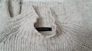 Jersey lana cuello alto beige/gris talla única