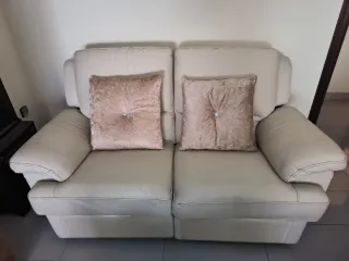 Sofá relax 2 Plazas Piel Beige