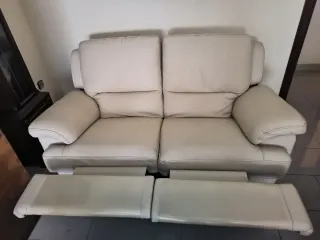 Sofá relax 2 Plazas Piel Beige