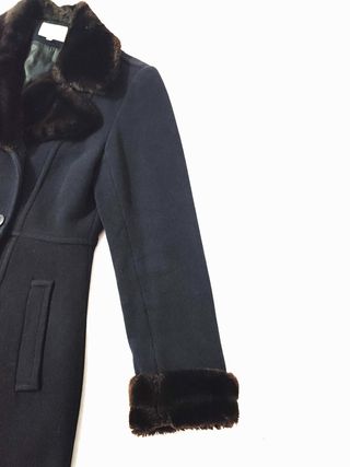 Tara Jarmon/ Abrigo de paño de lana negro 42