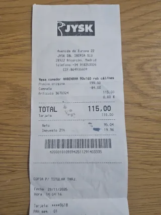 Mesa de comedor madera y metal