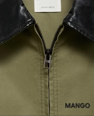 Chaqueta Mango Algodón Cuello Contraste