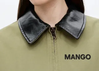 Chaqueta Mango Algodón Cuello Contraste