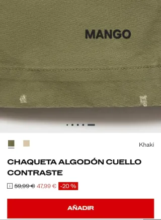 Chaqueta Mango Algodón Cuello Contraste