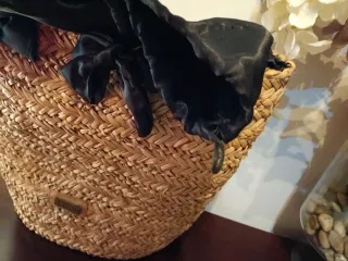 Bolso Capazo Kbas Paja Maíz Lazos Negros