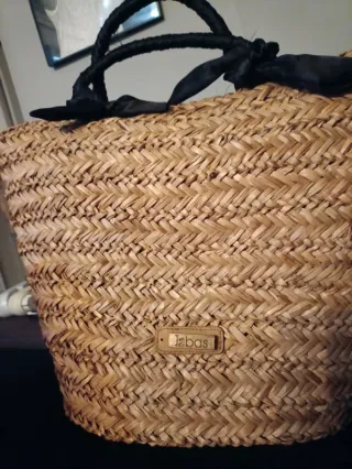 Bolso Capazo Kbas Paja Maíz Lazos Negros