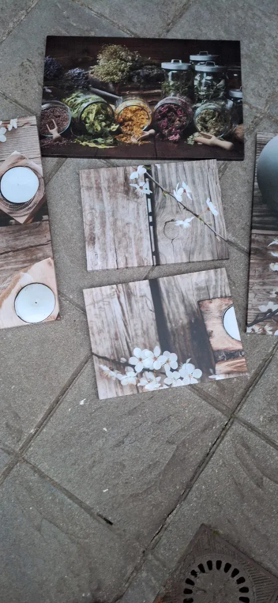 Lote de 5 cuadros decorativos motivos florales