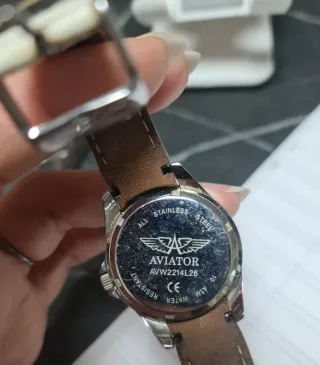 Reloj Aviator Mujer Esfera Blanca cuero