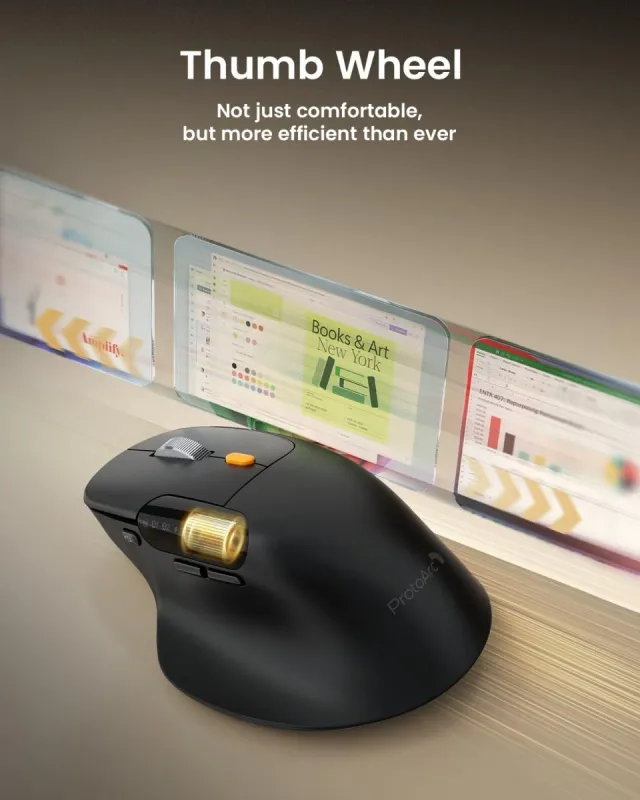 ProtoArc Ratón Ergonómico Negro