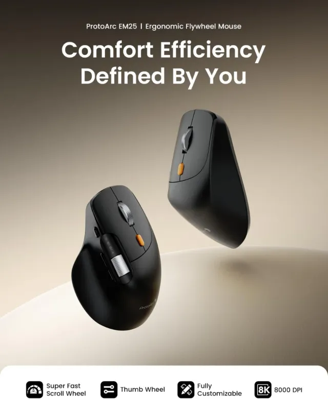 ProtoArc Ratón Ergonómico Negro