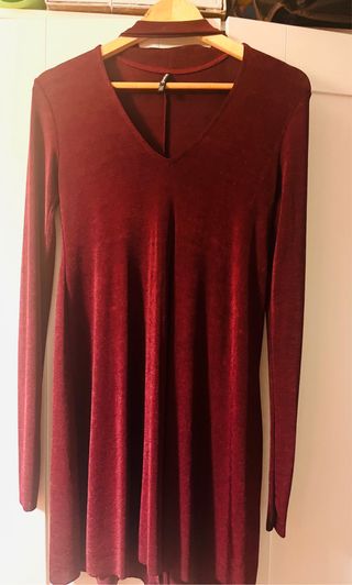 Vestido burdeos manga larga