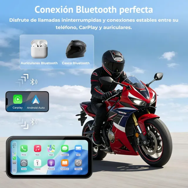 Pantalla Táctil Moto CarPlay Inalámbrica 6.25