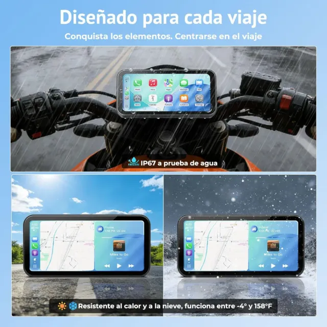 Pantalla Táctil Moto CarPlay Inalámbrica 6.25