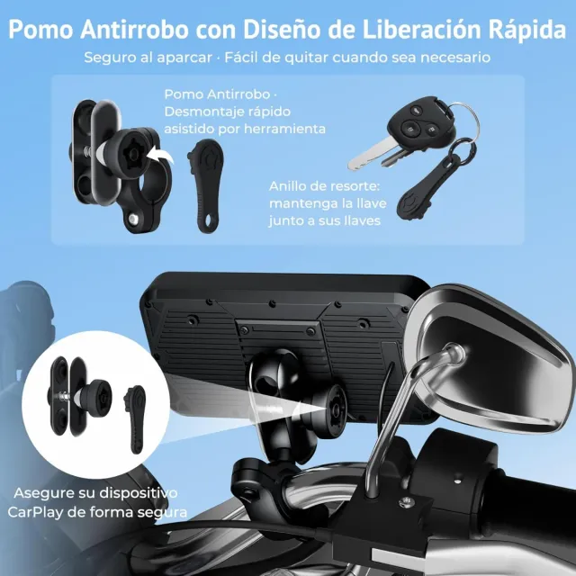 Pantalla Táctil Moto CarPlay Inalámbrica 6.25