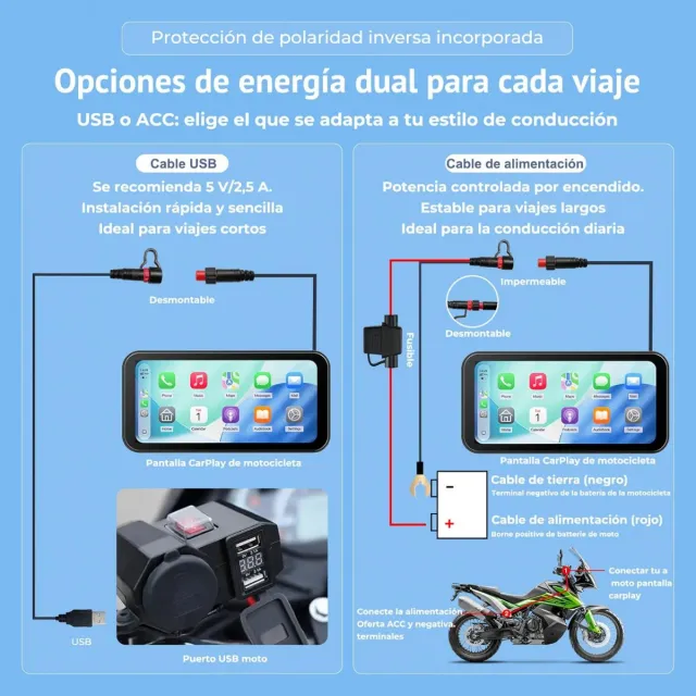 Pantalla Táctil Moto CarPlay Inalámbrica 6.25