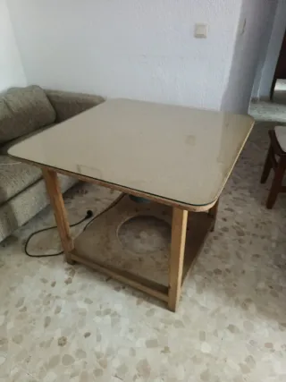 Mesa Camilla 90x90cm con Cristal