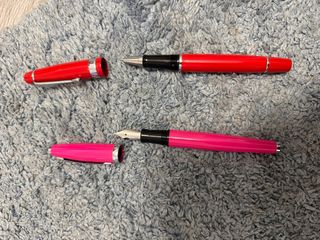 Set 2 Penne Stilografiche e Sfera Rosse e Rosa