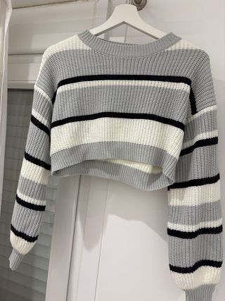 Jersey de rayas gris y blanco talla única