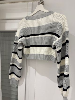 Jersey de rayas gris y blanco talla única