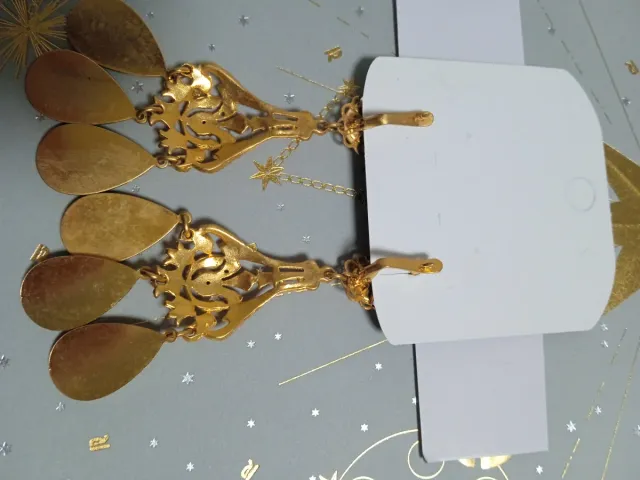 Pendientes flamenca Yuyi beige y dorados