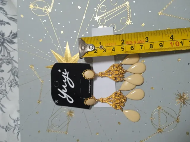 Pendientes flamenca Yuyi beige y dorados