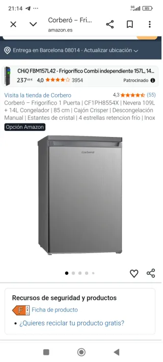 Nevera Corberó 85cm