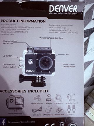 Denver HD 1080p Cámara de Acción Negra