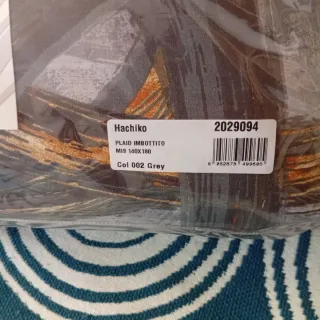 Plaid copriletto fantasia grigio e arancio