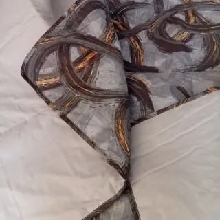 Plaid copriletto fantasia grigio e arancio