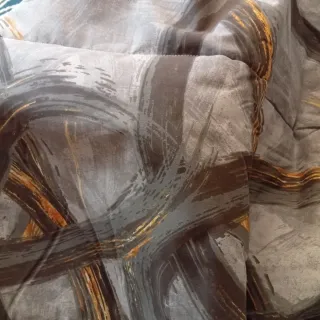 Plaid copriletto fantasia grigio e arancio