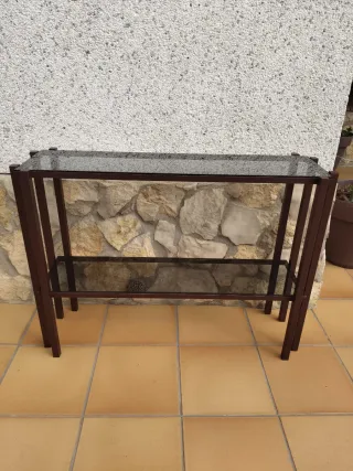 Mesa auxiliar cristal y metal