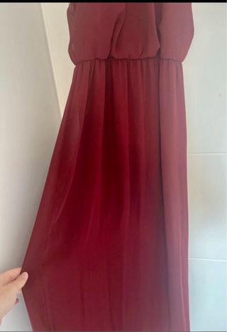 Vestido largo tirantes burdeos