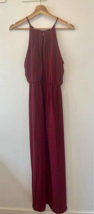Vestido largo tirantes burdeos