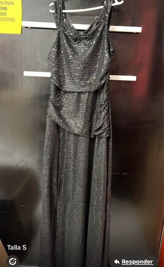 Vestido fiesta lentejuelas negro talla S