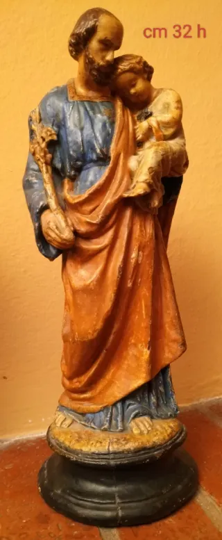 Statua antica gesso decorato cm 32 h