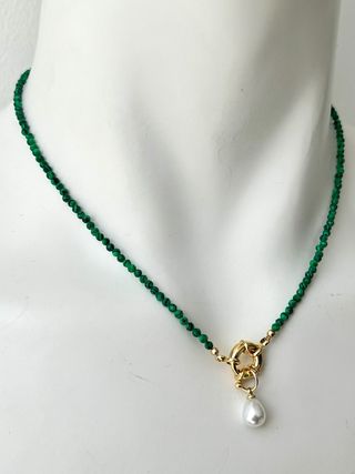 Collana sfaccettata con perla liscia 45 cm - Nuova