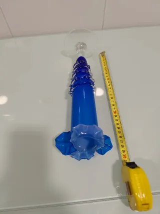 Jarrón de cristal azul cobalto