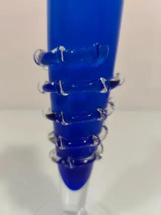 Jarrón de cristal azul cobalto