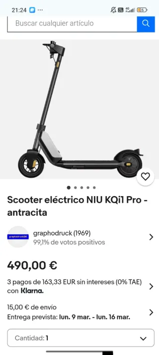 Scooter eléctrico NIU KQi3 Pro antracita