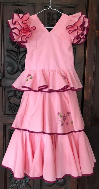 Traje Flamenca pintado a mano T4-6 años