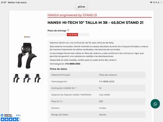 Hans Hi-Tech Stand 21 de carbono Homologado 2026