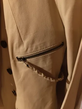 Cazadora Piel Mujer Beige