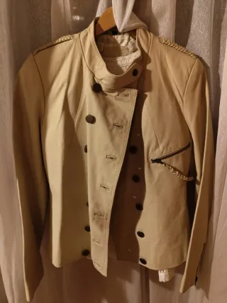 Cazadora Piel Mujer Beige