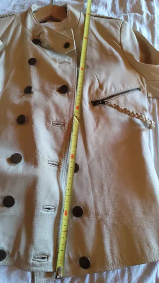 Cazadora Piel Mujer Beige