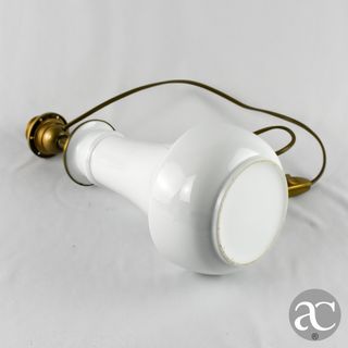 Candeeiro Porcelana Branca Metal Dourado