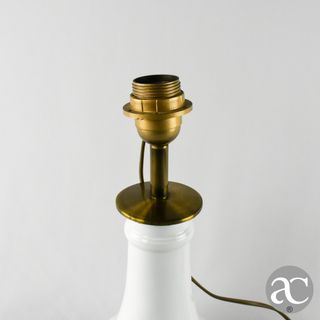 Candeeiro Porcelana Branca Metal Dourado