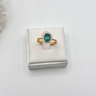 Anillo oro 18kt con esmeralda y circonitas